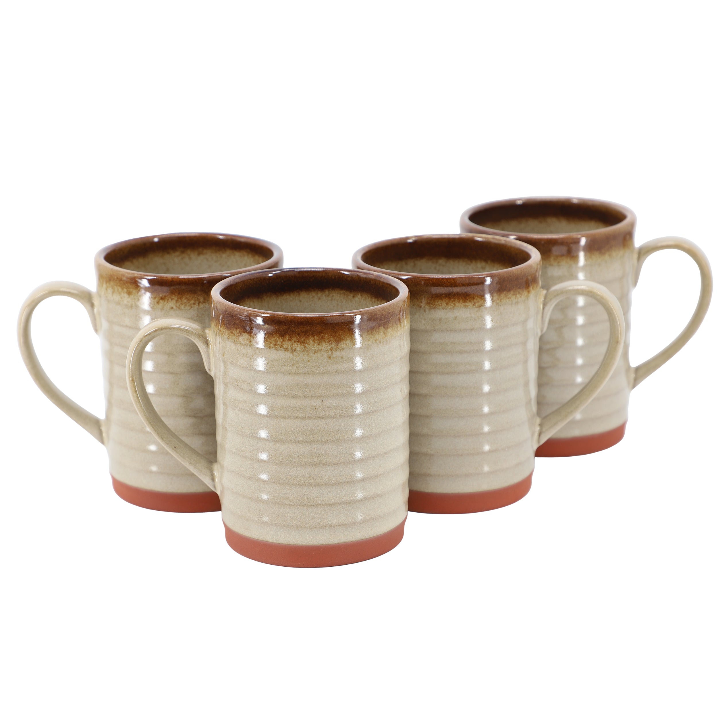 Gibson Home Terra Bella 18.5oz Terracotta Mug Set – Smoke Grey (4 Piece)