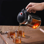 Large Capacity Glass Teapot with One-Touch Filter