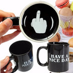 Ceramic Coffee Mug with Vertical Middle Finger