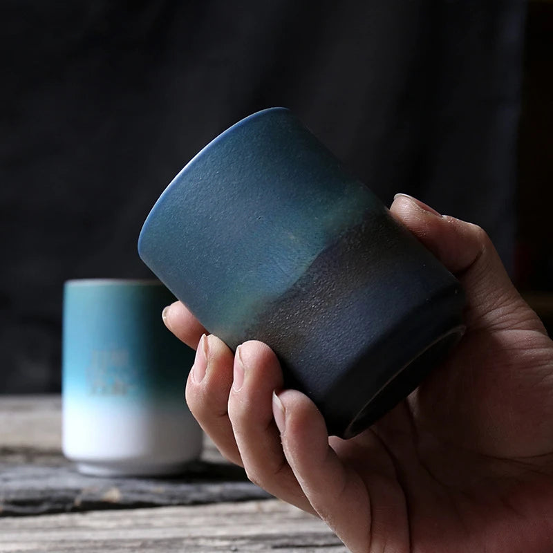 Japanese Stoneware Coffee Cup with Gradient Glaze