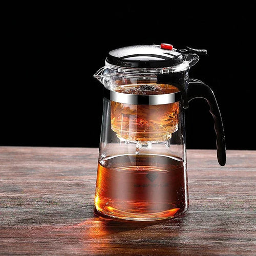 Large Capacity Glass Teapot with One-Touch Filter