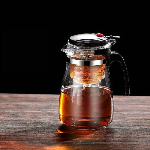 Large Capacity Glass Teapot with One-Touch Filter