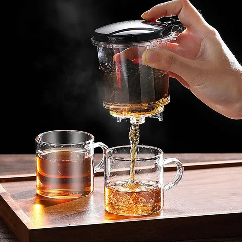 Large Capacity Glass Teapot with One-Touch Filter