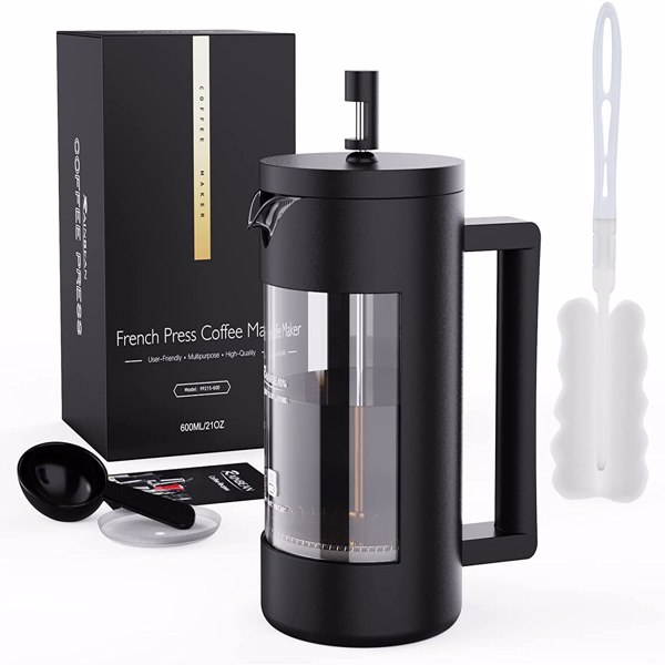Mini French Press Coffee Maker – 2.5 Cup (21 oz) Portable Cafetière