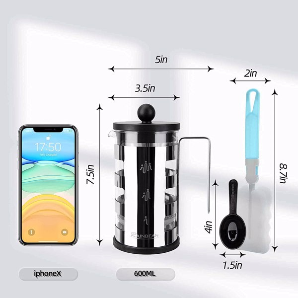 Stainless Steel French Press Coffee Maker – 2.5 Cup (21 oz) Precision Brew