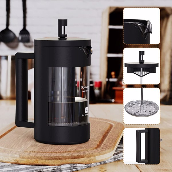Mini French Press Coffee Maker – 2.5 Cup (21 oz) Portable Cafetière