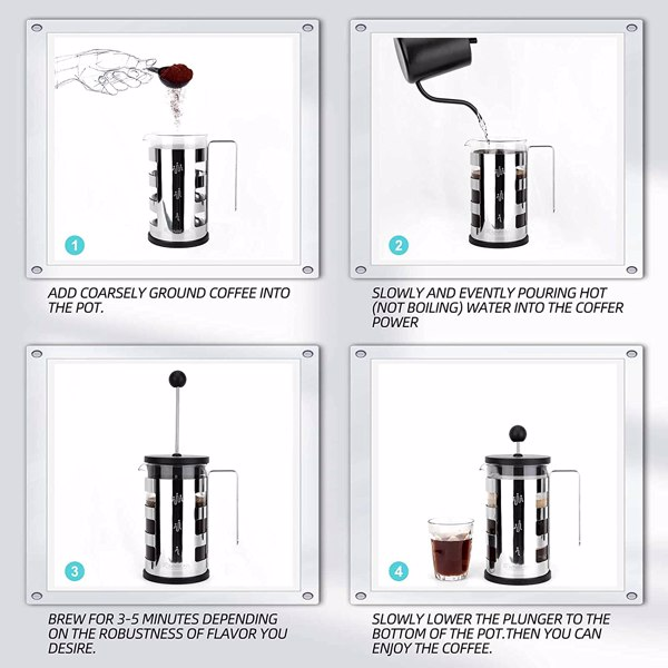 Stainless Steel French Press Coffee Maker – 2.5 Cup (21 oz) Precision Brew