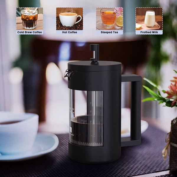 Mini French Press Coffee Maker – 2.5 Cup (21 oz) Portable Cafetière