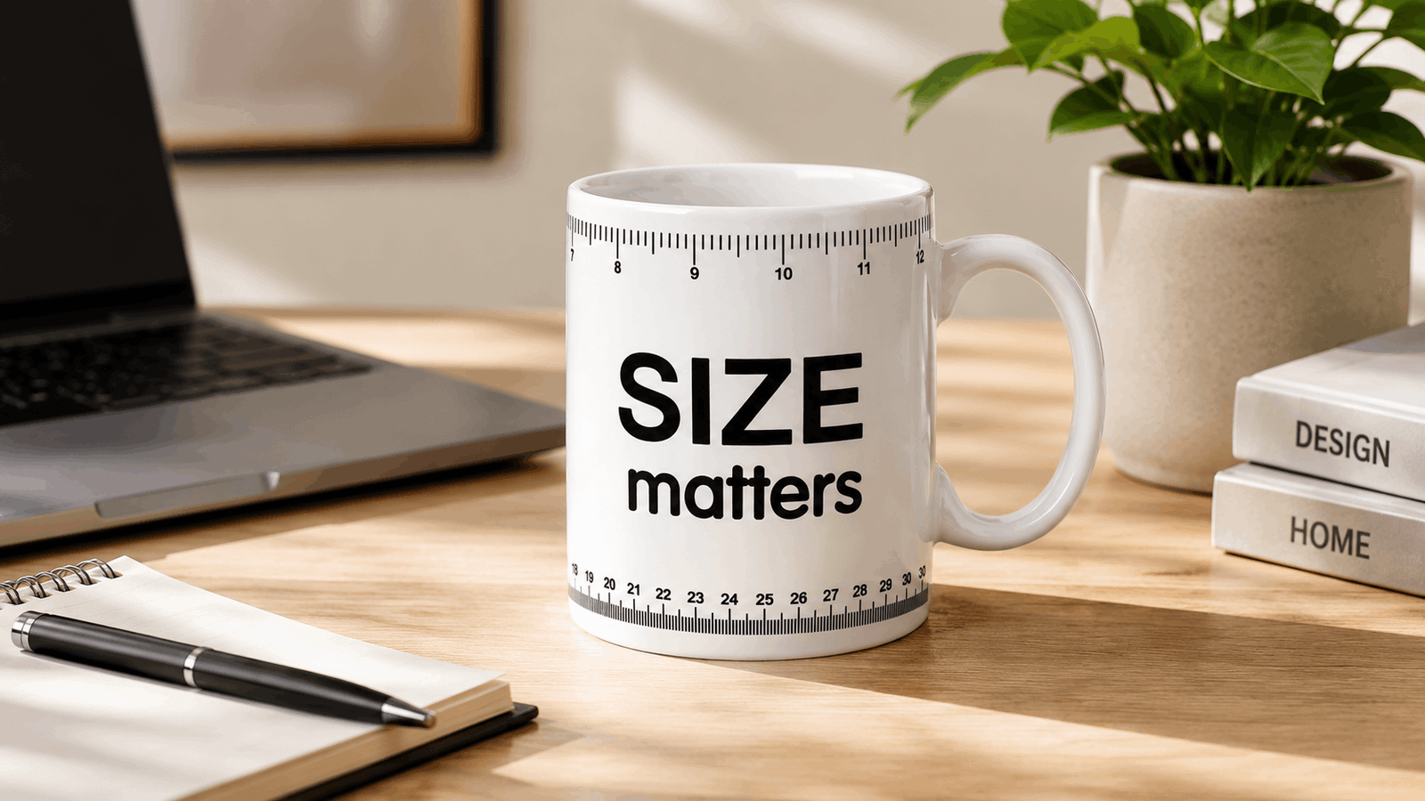 Size Matters ruler coffee mug