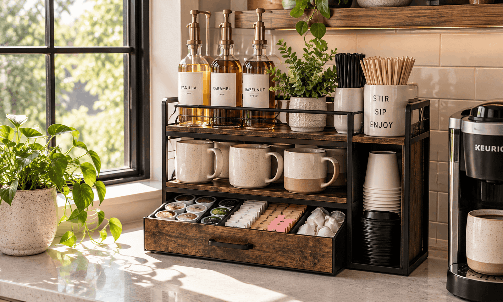 ANBOXIT Countertop Coffee Station Organizer